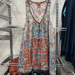 Sundance silk paisley racer back tank size small